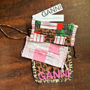 Ganni designer masks (x2) and holder